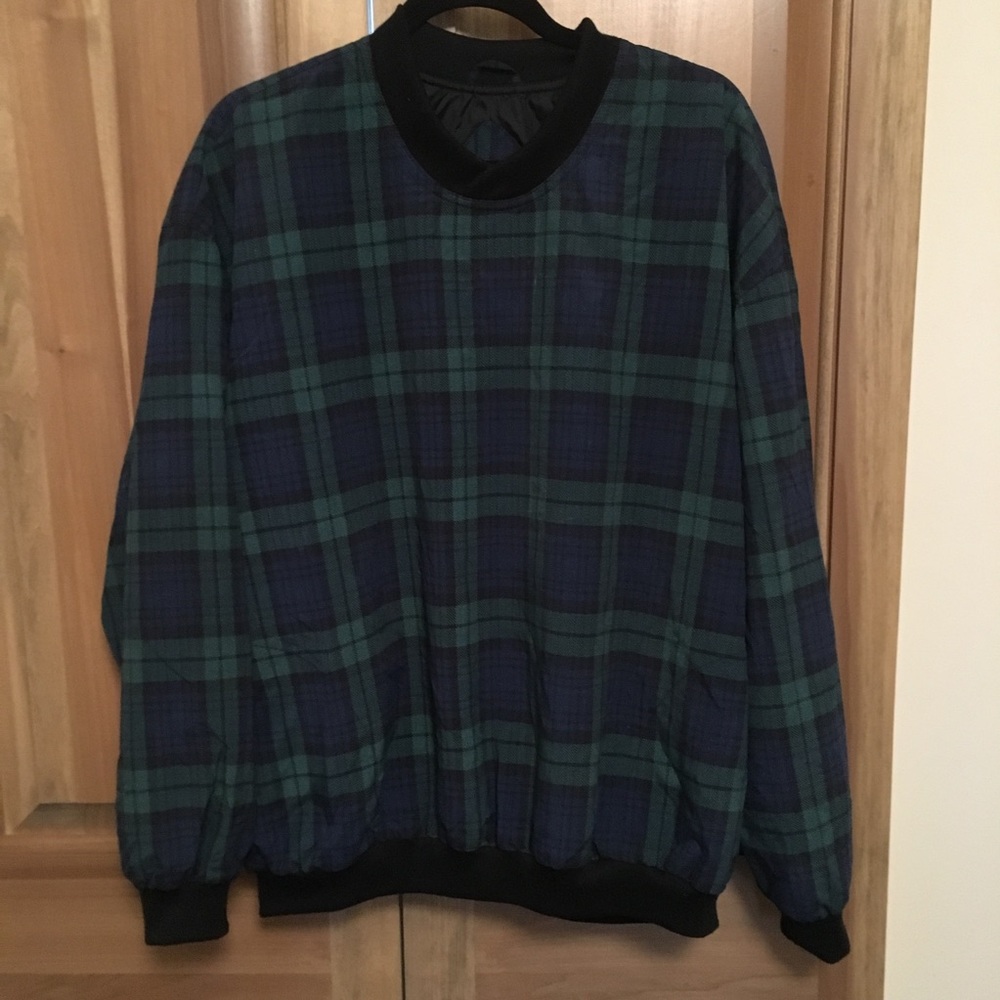 Blue & Green Plaid Wind Rain Resistant Pull Over Large
